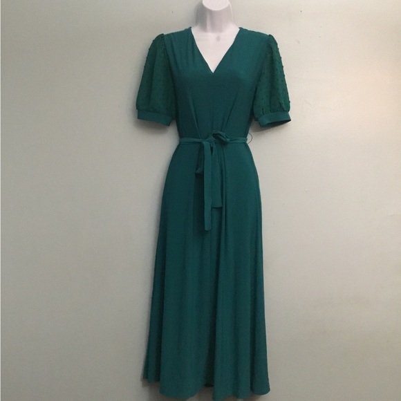 Chaus Dresses & Skirts - Chaus Teal V-Neck Tie-Waist Maxi Dress